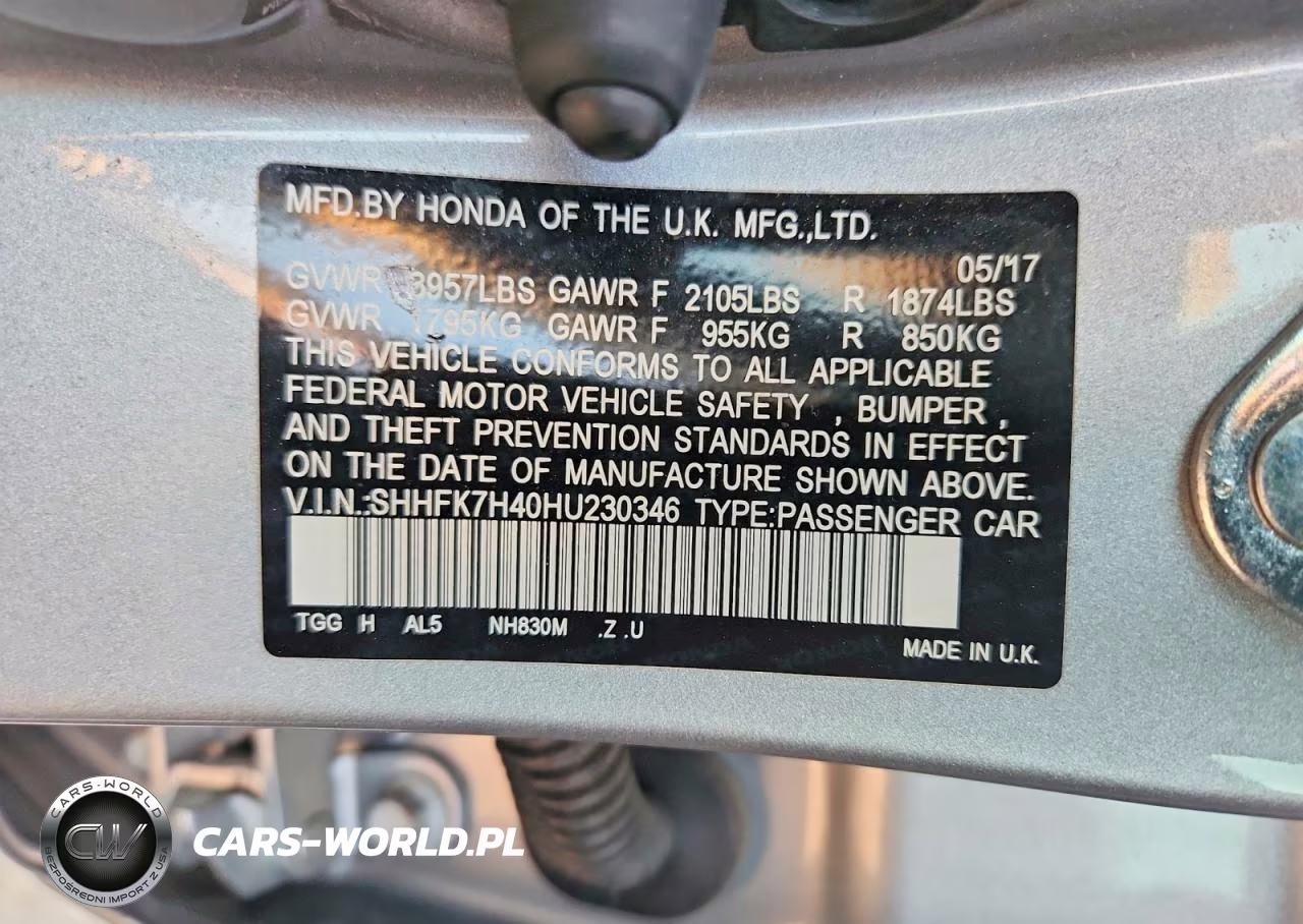 2017 Honda Civic Sport VIN:SHHFK7H40HU230346 - 12