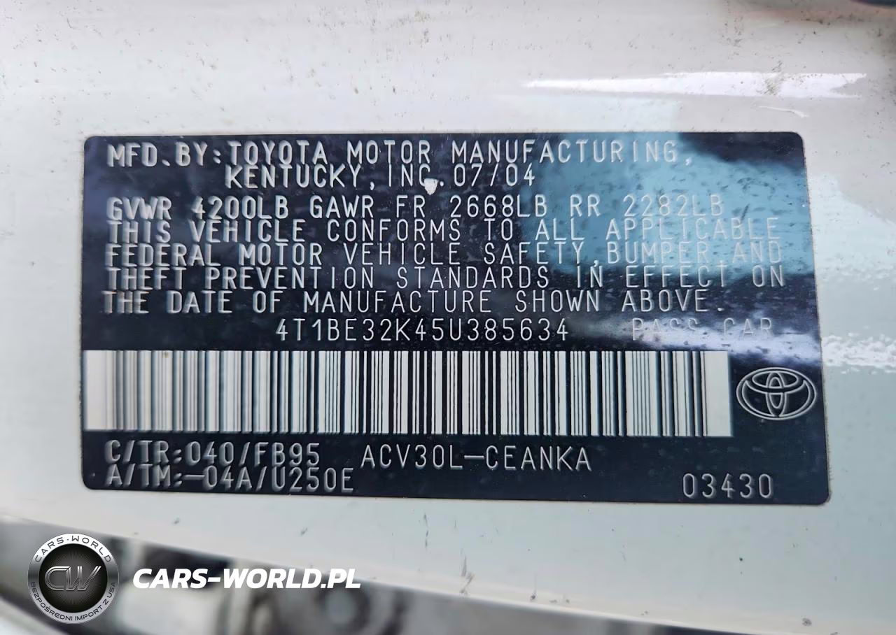 2005 Toyota Camry Le VIN:4T1BE32K45U385634 - 12