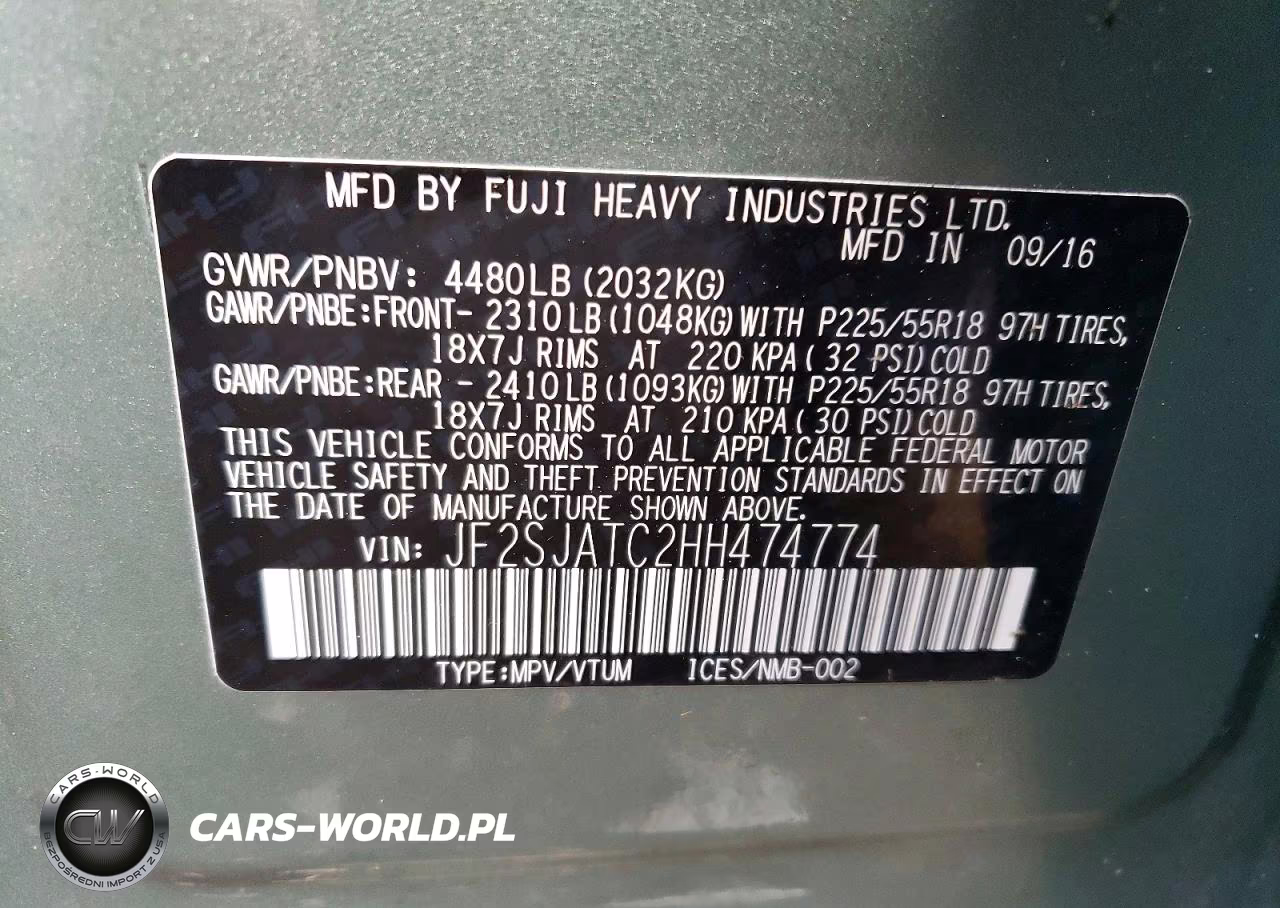 2017 Subaru Forester 2.5I Touring VIN:JF2SJATC2HH474774 - 13