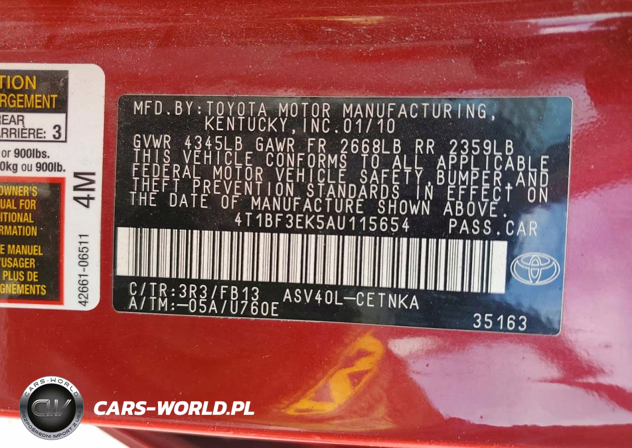 2010 Toyota Camry Le VIN:4T1BF3EK5AU115654 - 13