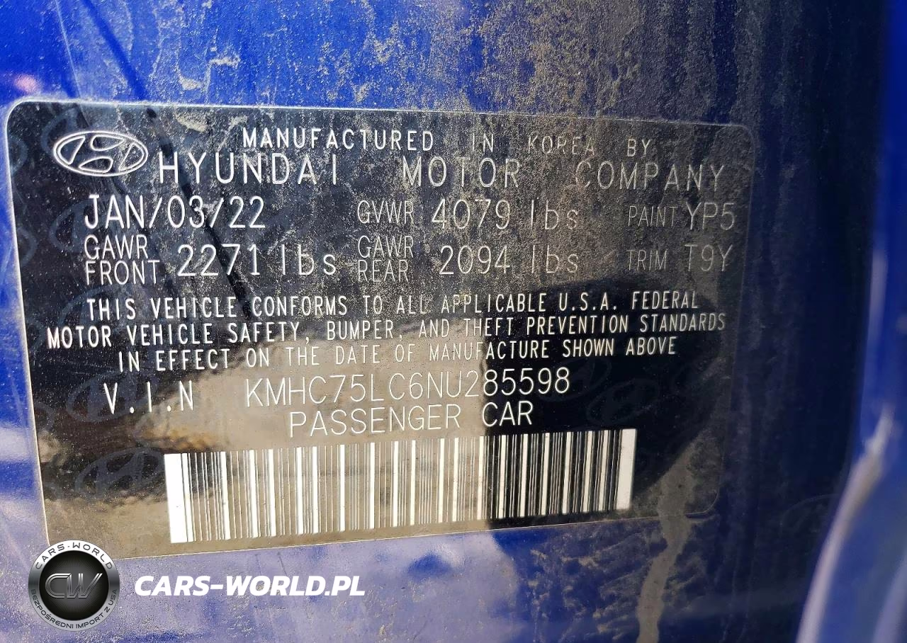 2022 Hyundai Ioniq Se VIN:KMHC75LC6NU285598 - 12