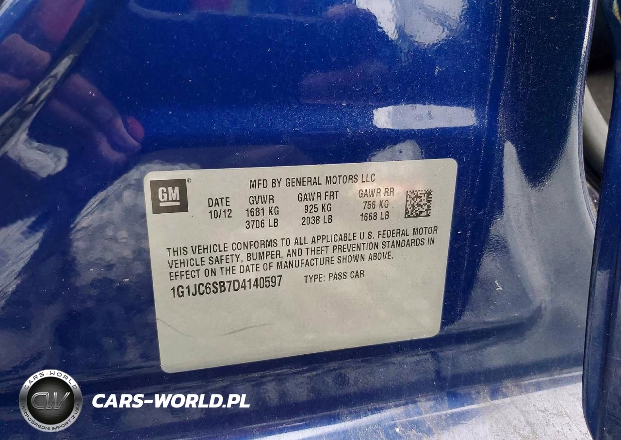 2013 Chevrolet Sonic Lt VIN:1G1JC6SB7D4140597 - 12