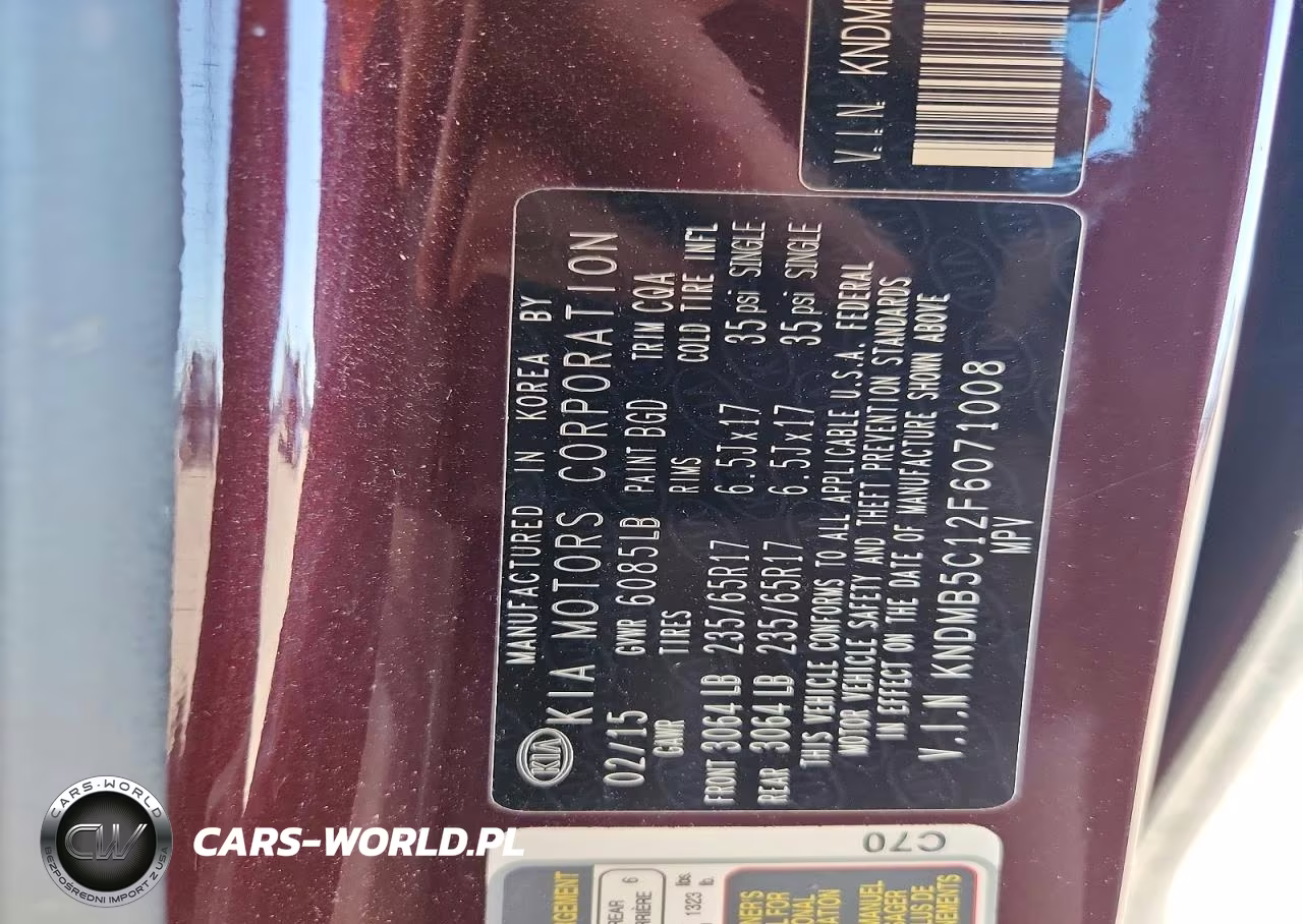 2015 Kia Sedona Lx VIN:KNDMB5C12F6071008 - 13
