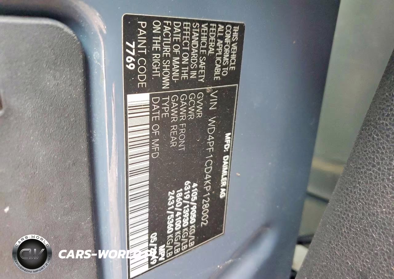 2019 Mercedes-Benz Sprinter 2500-3500 VIN:WD4PF1CD4KP128002 - 13