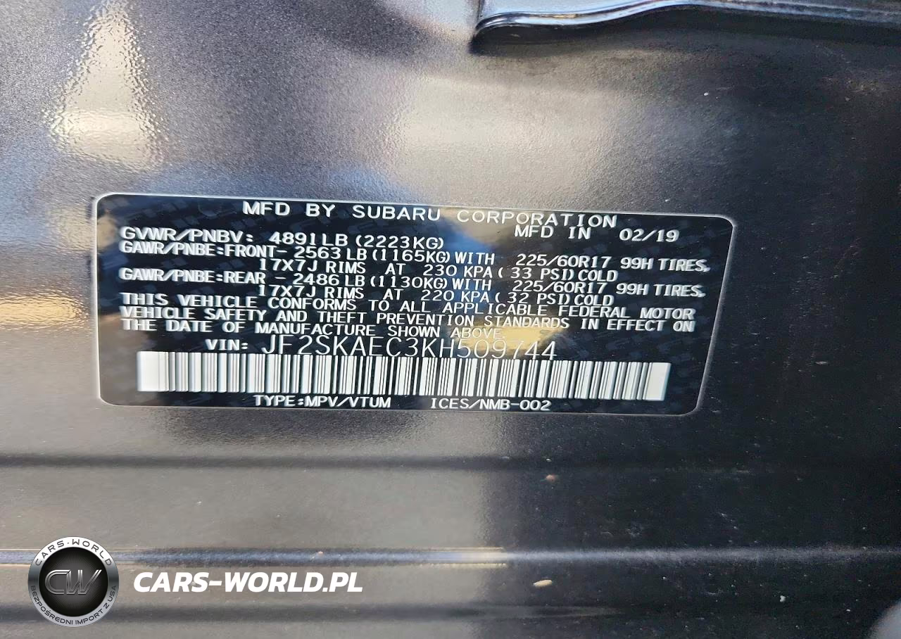 2019 Subaru Forester Premium VIN:JF2SKAEC3KH509744 - 12