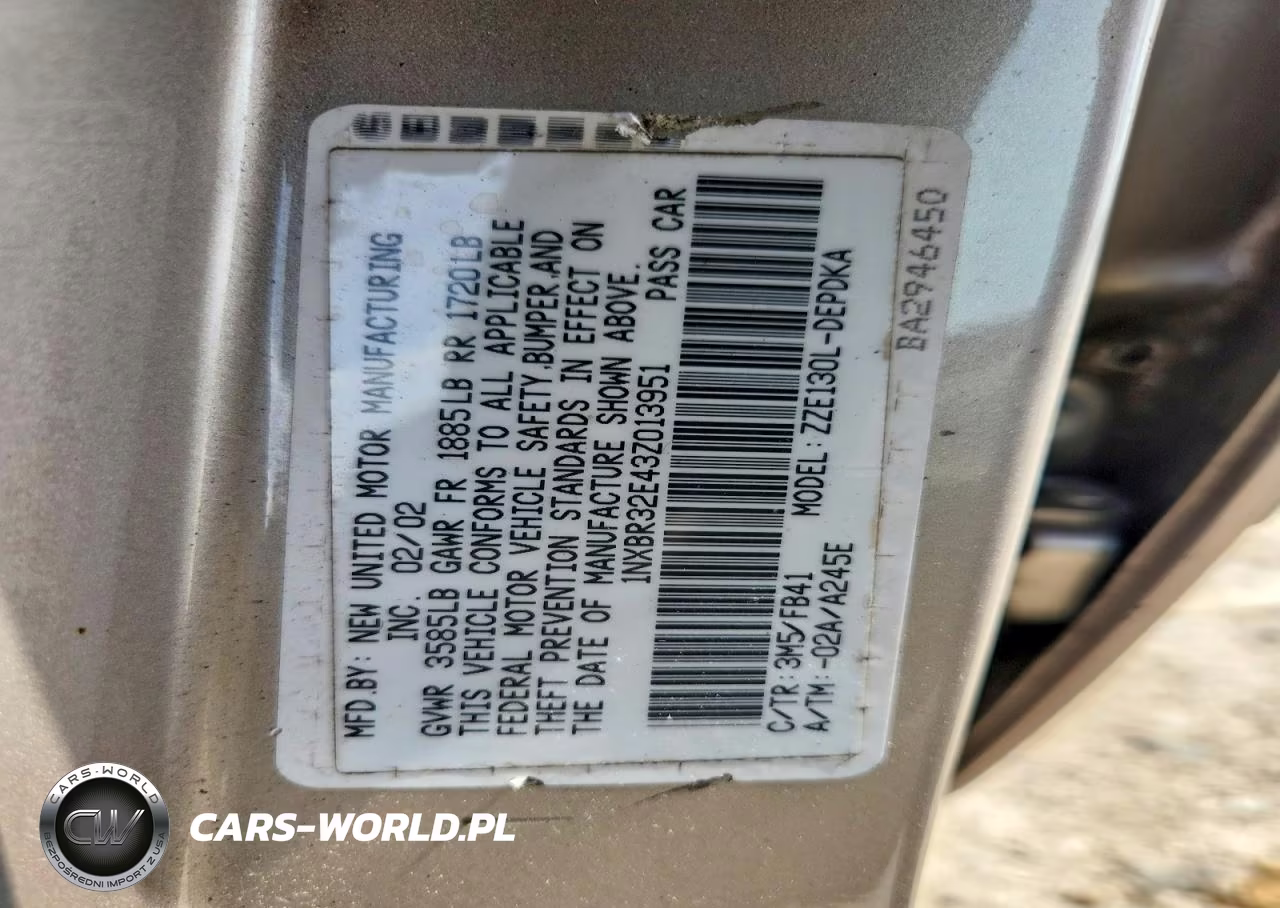 2003 Toyota Corolla Ce VIN:1NXBR32E43Z013951 - 12