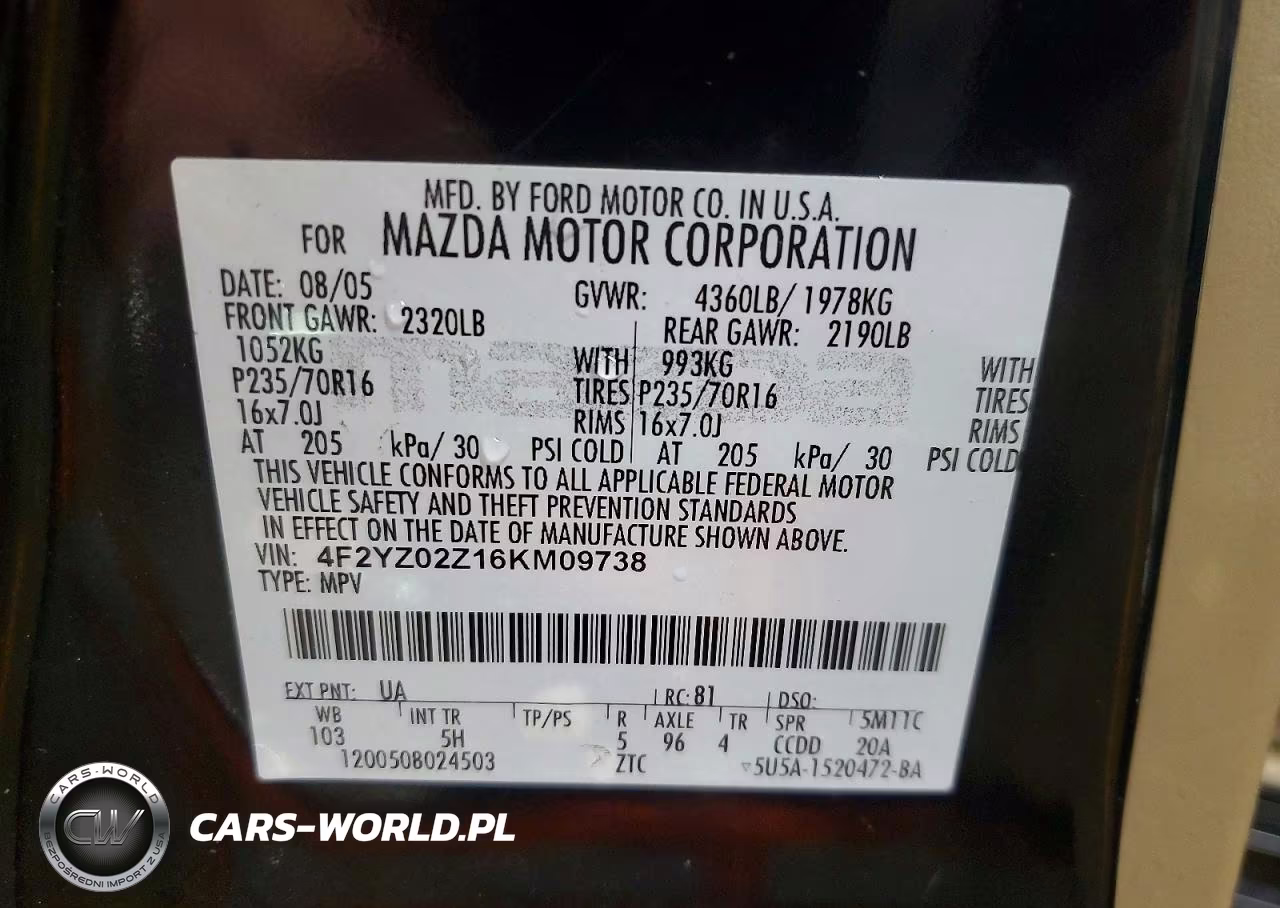2006 Mazda Tribute I VIN:4F2YZ02Z16KM09738 - 13