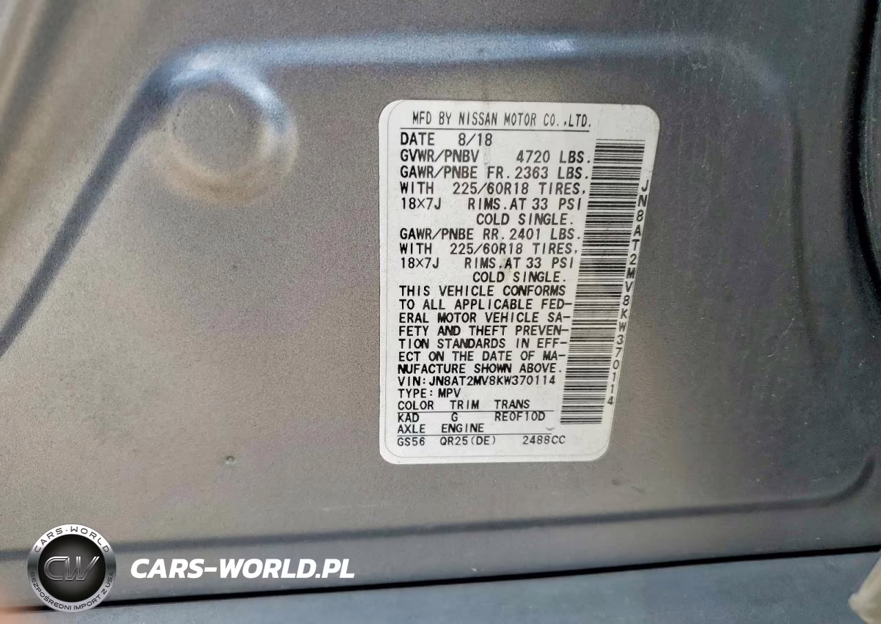 2019 Nissan Rogue Sv VIN:JN8AT2MV8KW370114 - 13