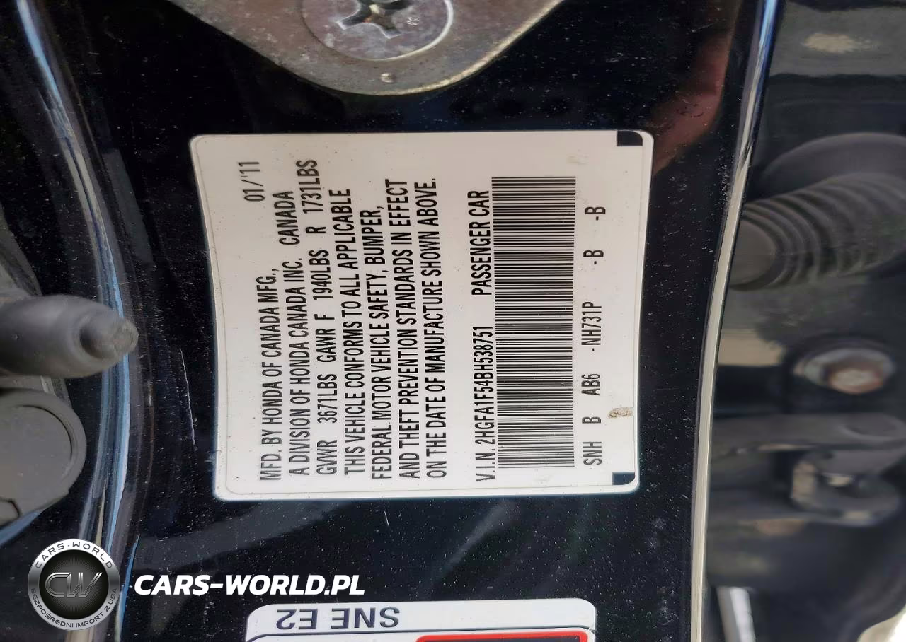 2011 Honda Civic Lx VIN:2HGFA1F54BH538751 - 12