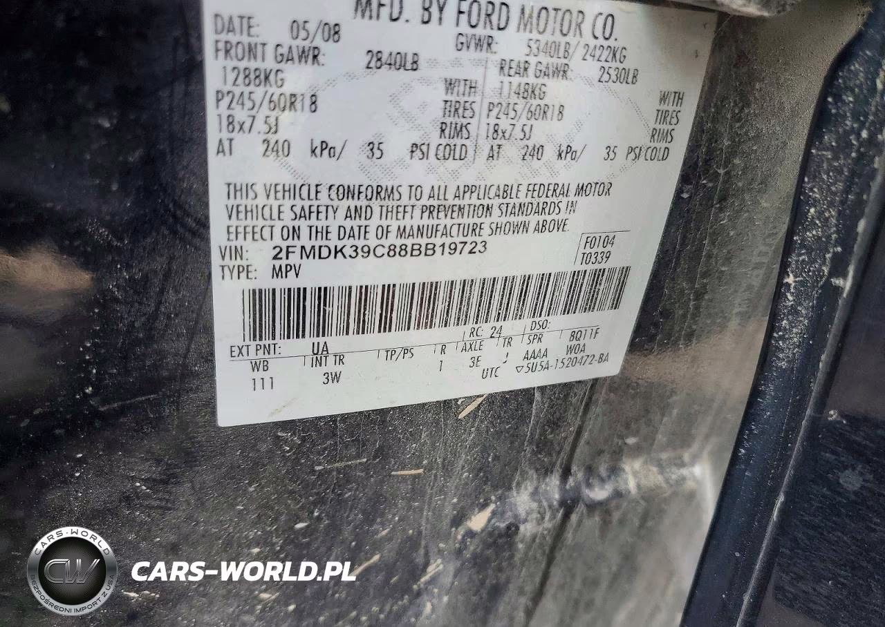 2008 Ford Edge Limited VIN:2FMDK39C88BB19723 - 13