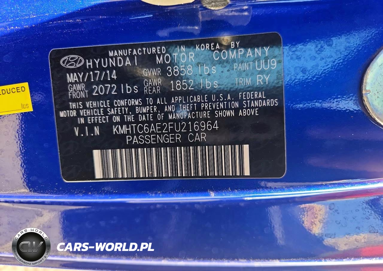 2015 Hyundai Veloster Turbo VIN:KMHTC6AE2FU216964 - 12