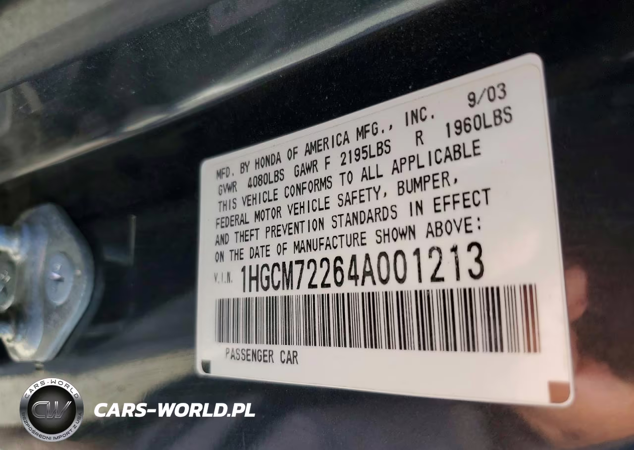 2004 Honda Accord Lx VIN:1HGCM72264A001213 - 12