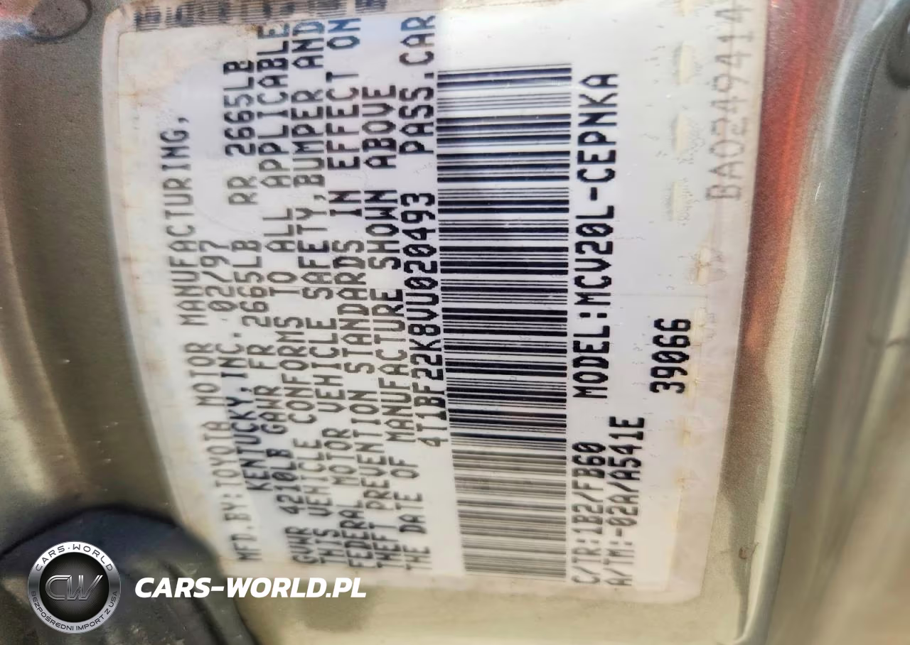 1997 Toyota Camry Le V6 VIN:4T1BF22K8VU020493 - 12