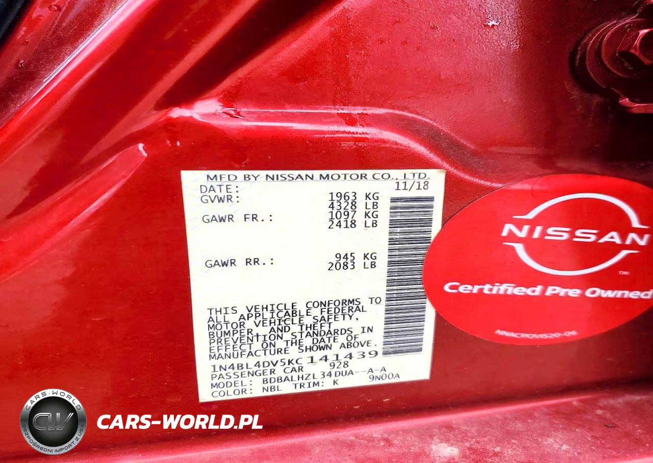 2019 Nissan Altima Sv VIN:1N4BL4DV5KC141439 - 12