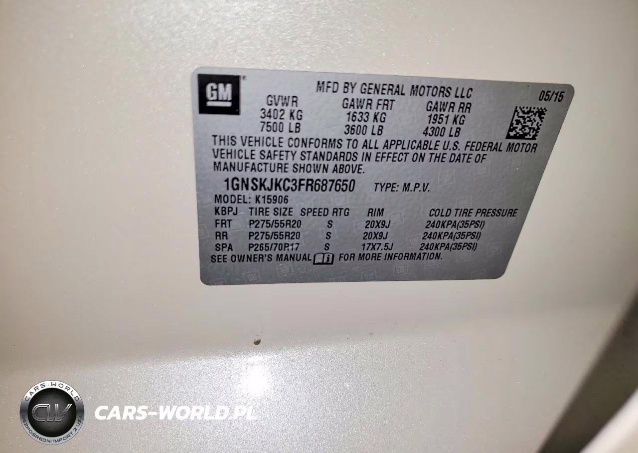 2015 Chevrolet Suburban K1500 Lt VIN:1GNSKJKC3FR687650 - 13