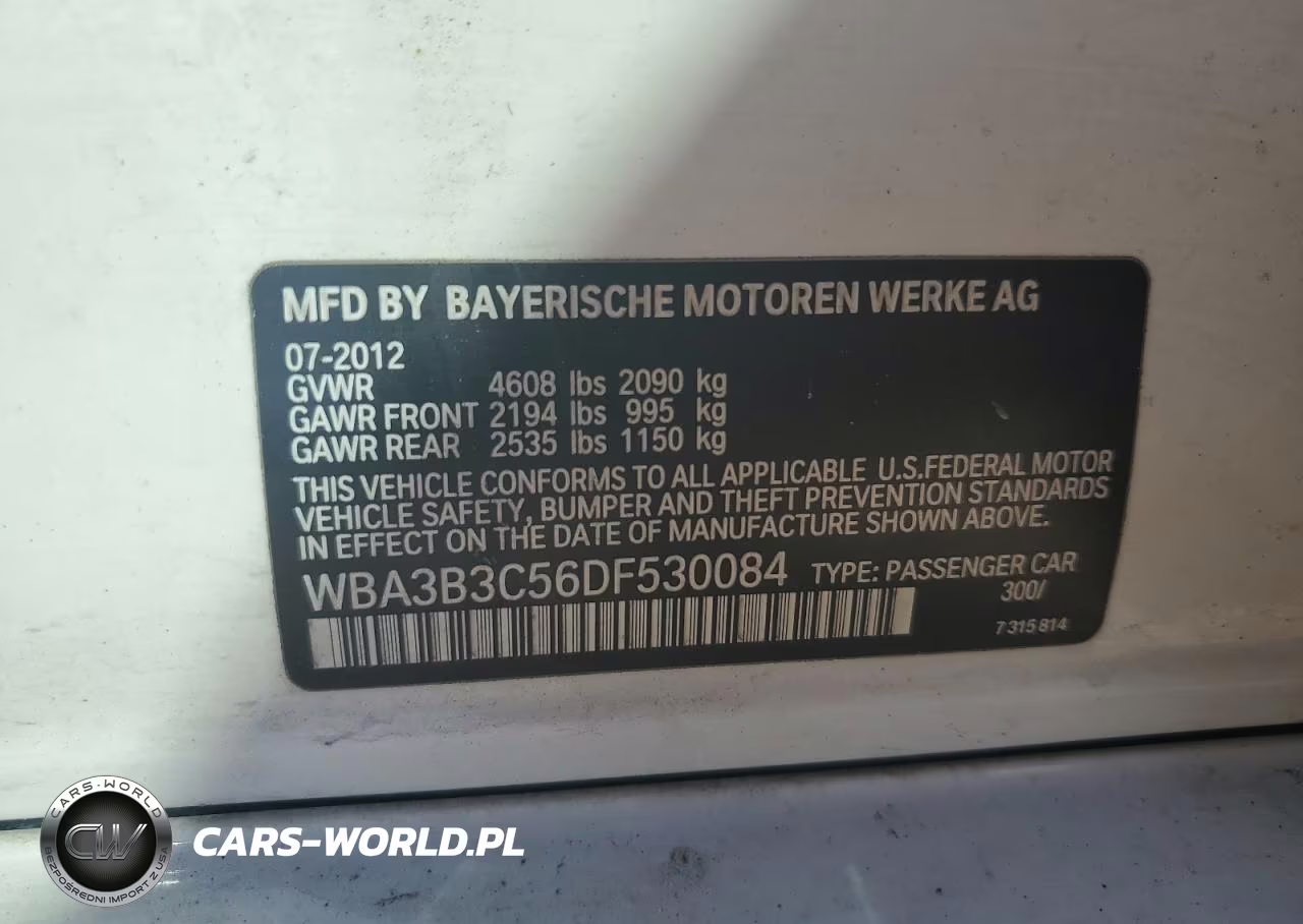 2013 BMW 328 Xi VIN:WBA3B3C56DF530084 - 12