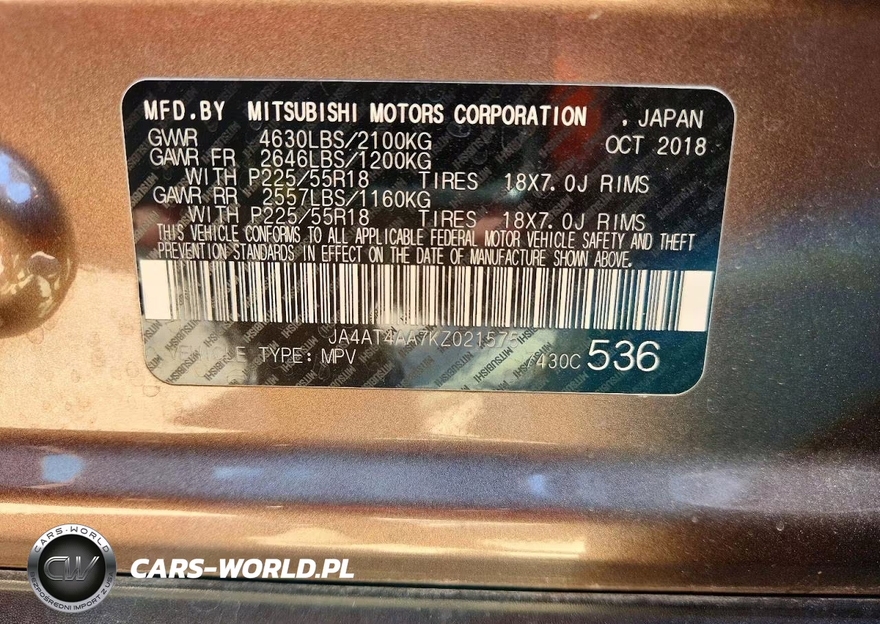 2019 Mitsubishi Eclipse Cross Le VIN:JA4AT4AA7KZ021575 - 12