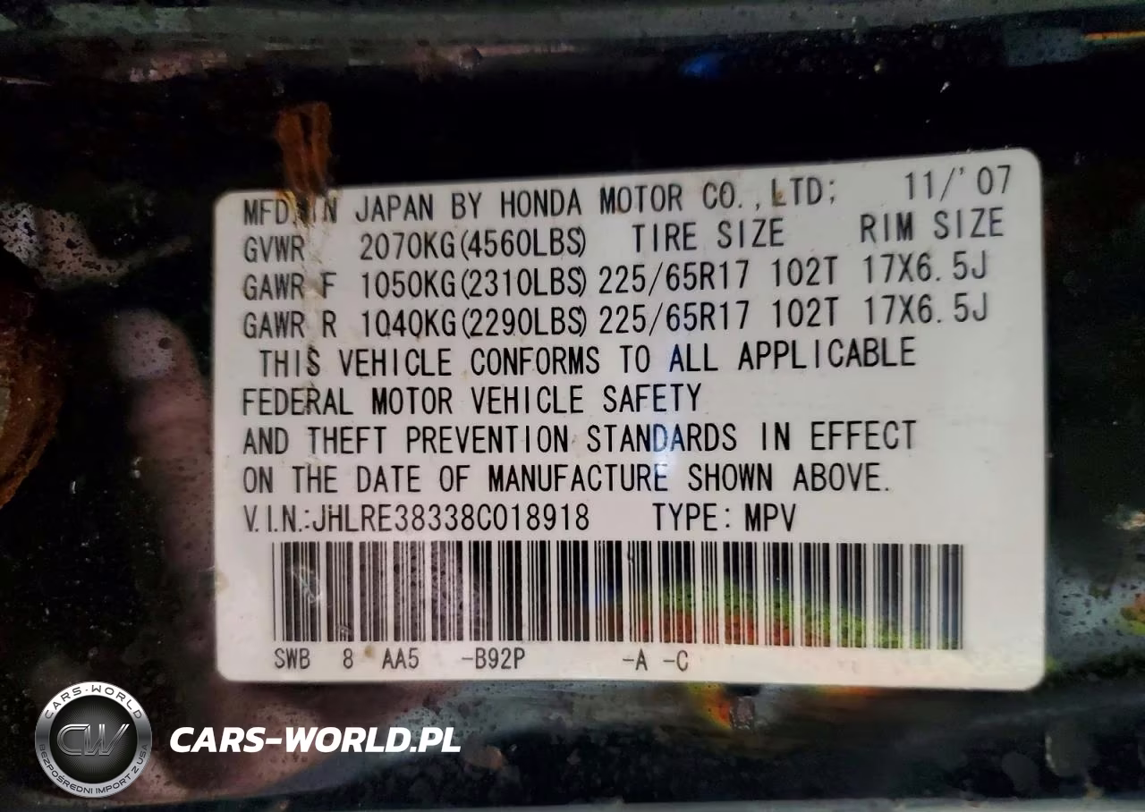 2008 Honda Cr-V Lx VIN:JHLRE38338C018918 - 13