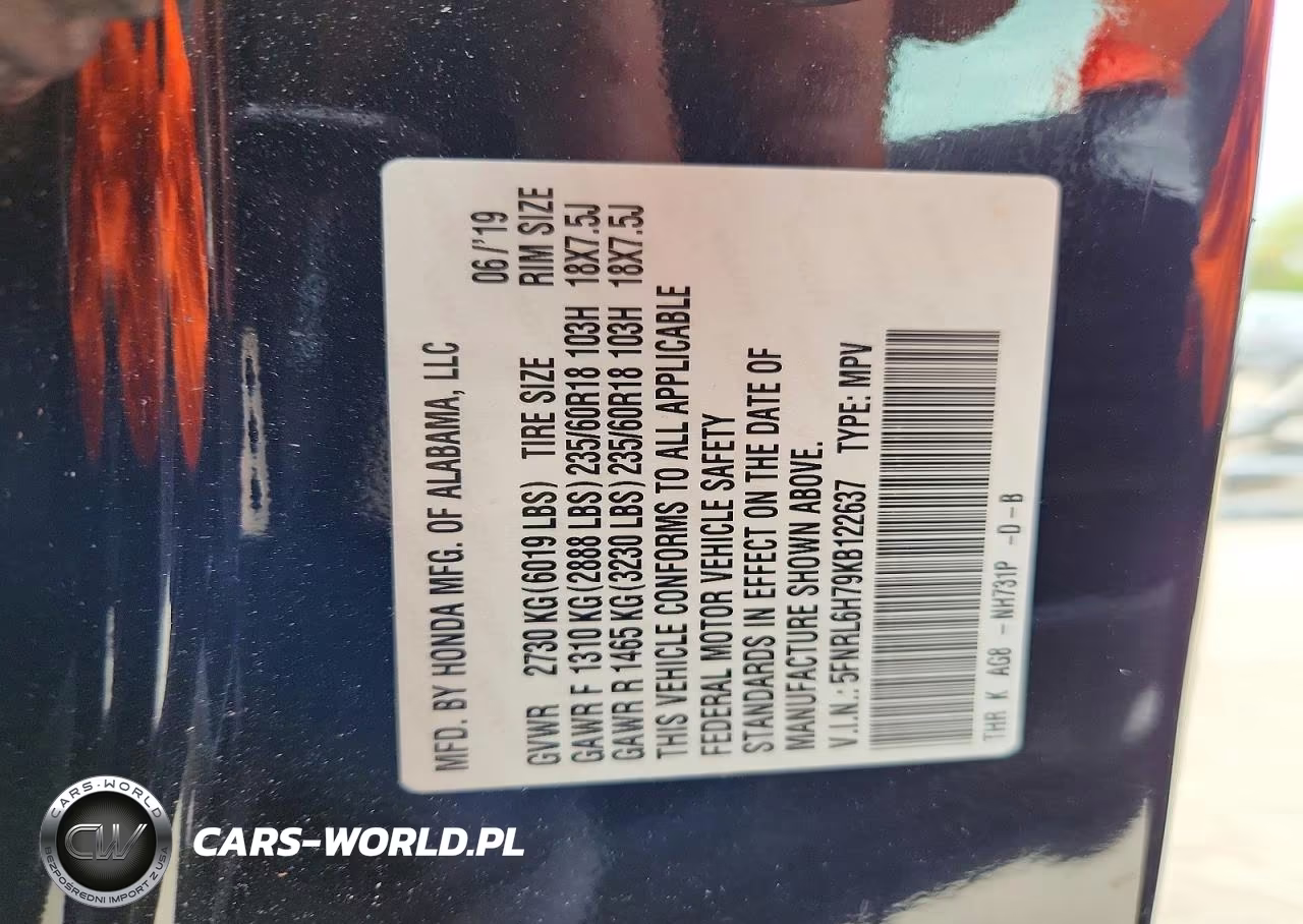 2019 Honda Odyssey Exl VIN:5FNRL6H79KB122637 - 12