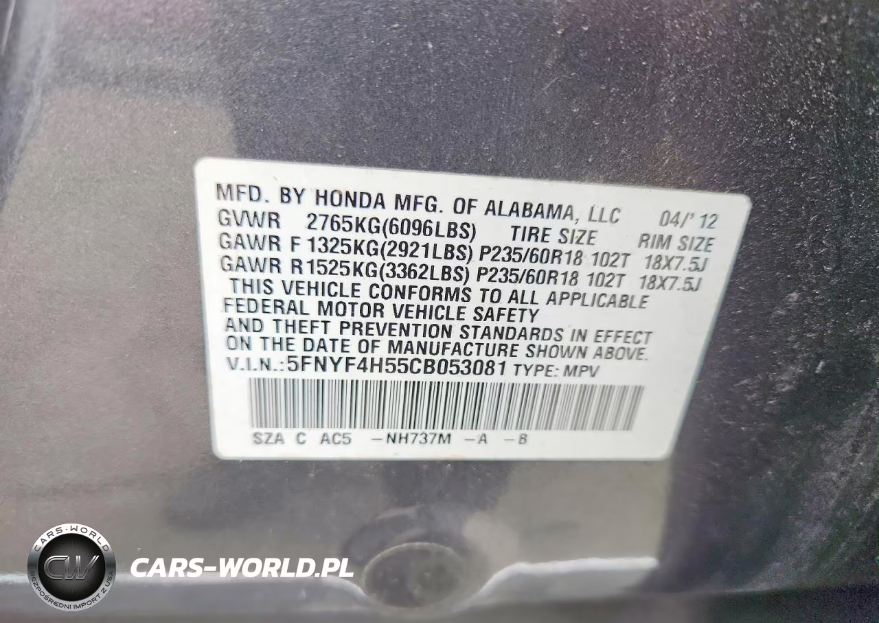 2012 Honda Pilot Exl VIN:5FNYF4H55CB053081 - 13