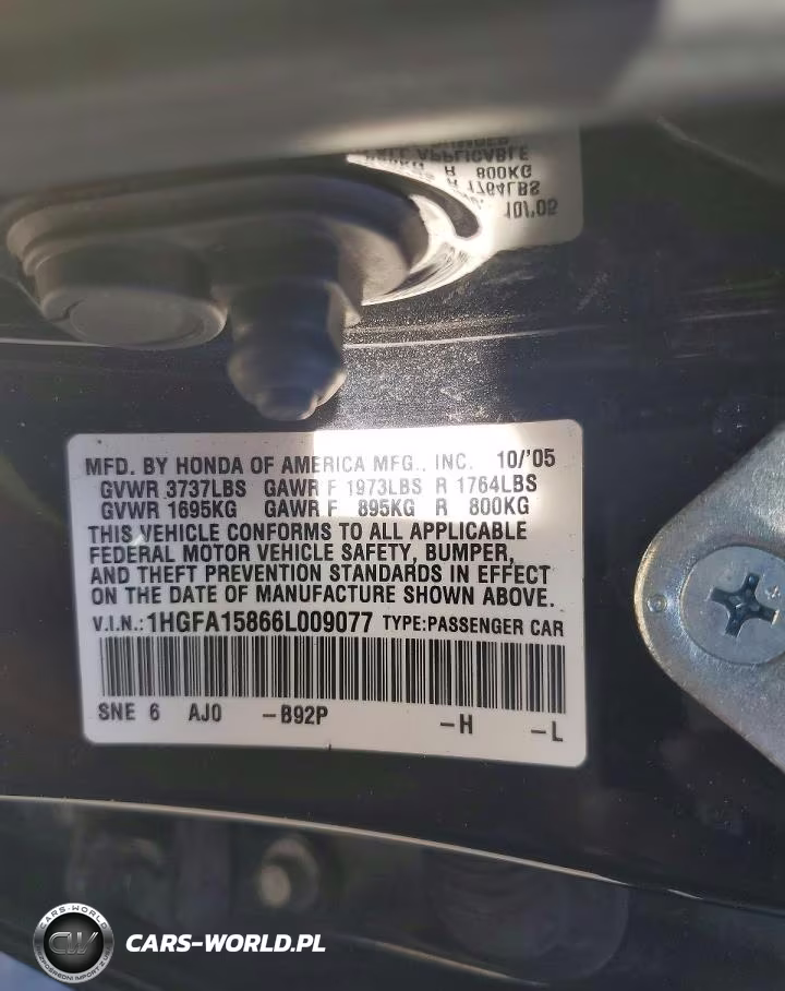 2006 Honda Civic Ex VIN:1HGFA15866L009077 - 12