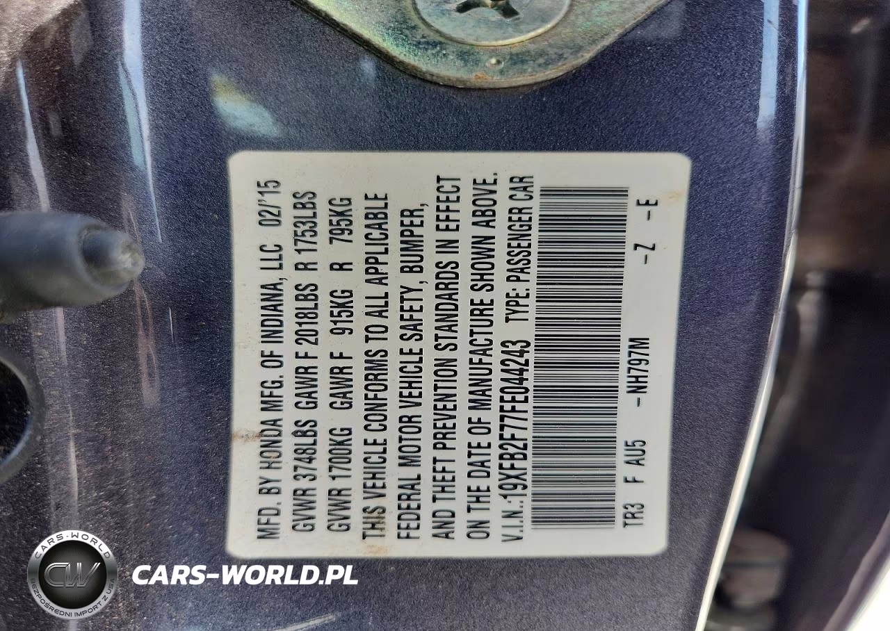 2015 Honda Civic Se VIN:19XFB2F77FE044243 - 13