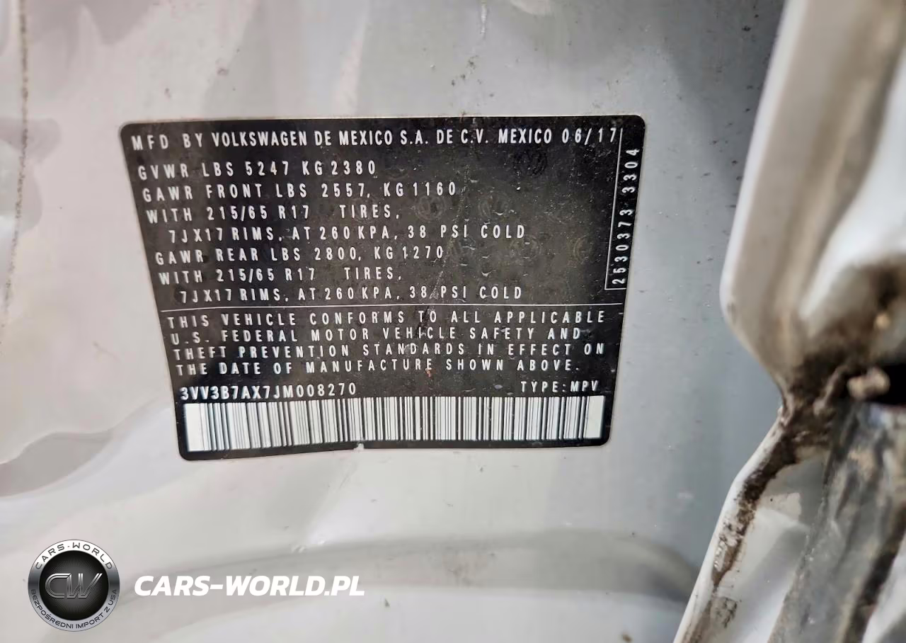 2018 Volkswagen Tiguan Se VIN:3VV3B7AX7JM008270 - 13