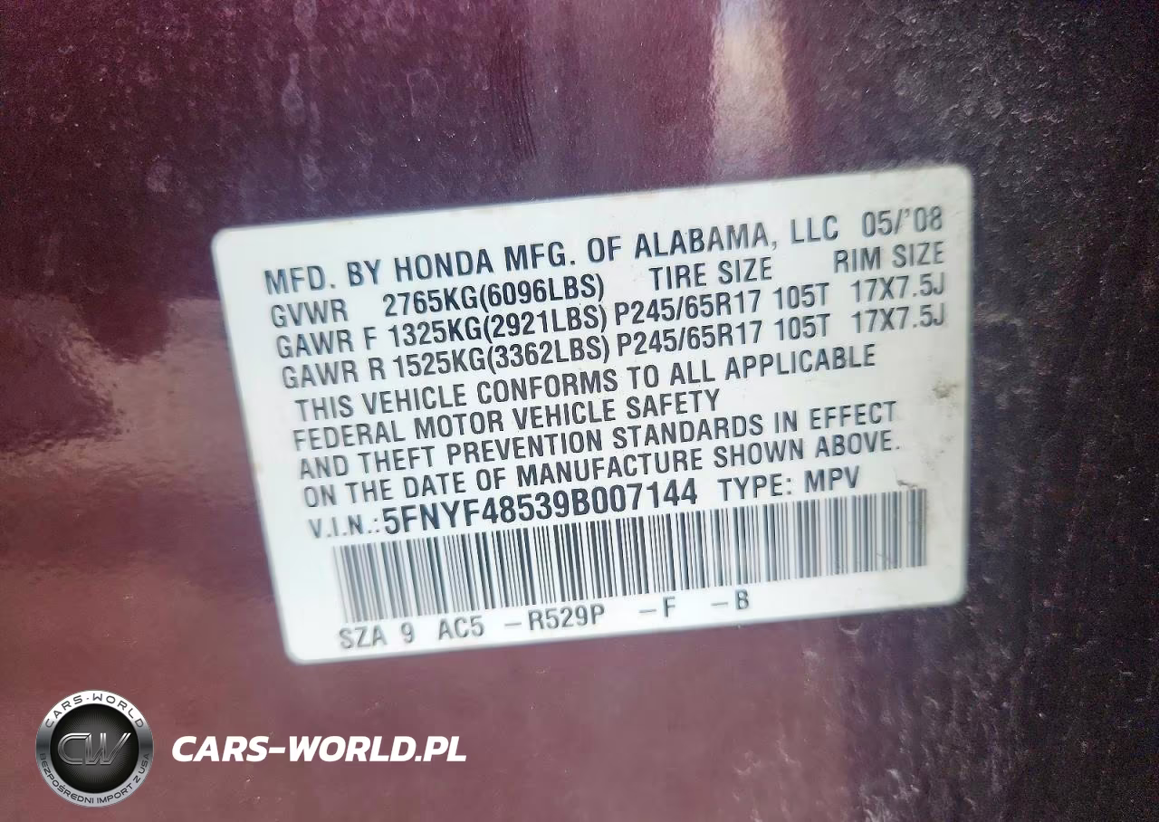2009 Honda Pilot Exl VIN:5FNYF48539B007144 - 13