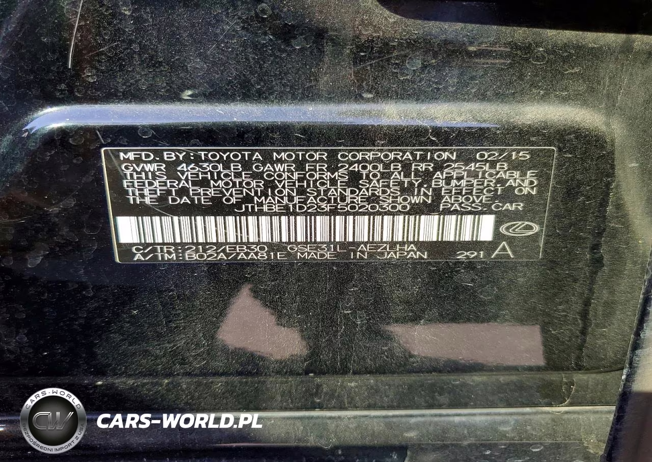 2015 Lexus Is 350 VIN:JTHBE1D23F5020300 - 12