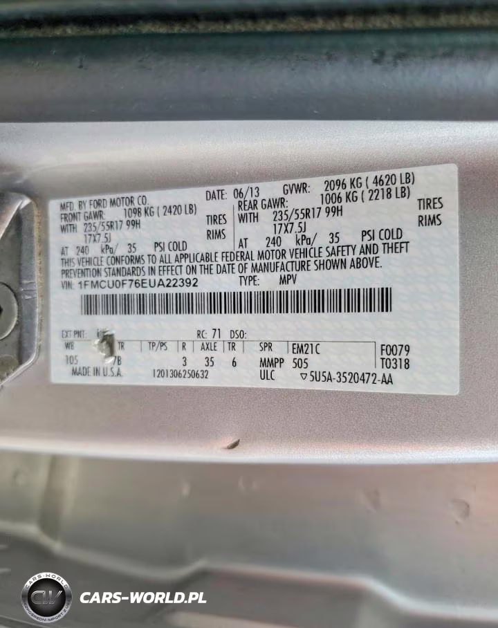 2014 Ford Escape S VIN:1FMCU0F76EUA22392 - 12