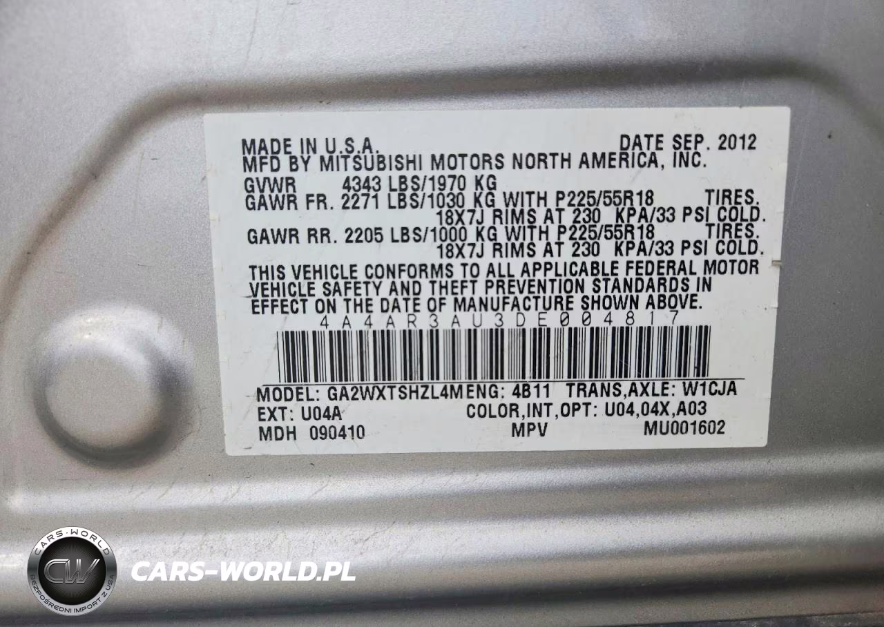 2013 Mitsubishi Outlander Sport Es VIN:4A4AR3AU3DE004817 - 13