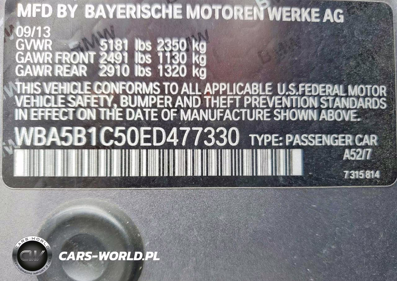 2014 BMW 535 I VIN:WBA5B1C50ED477330 - 12