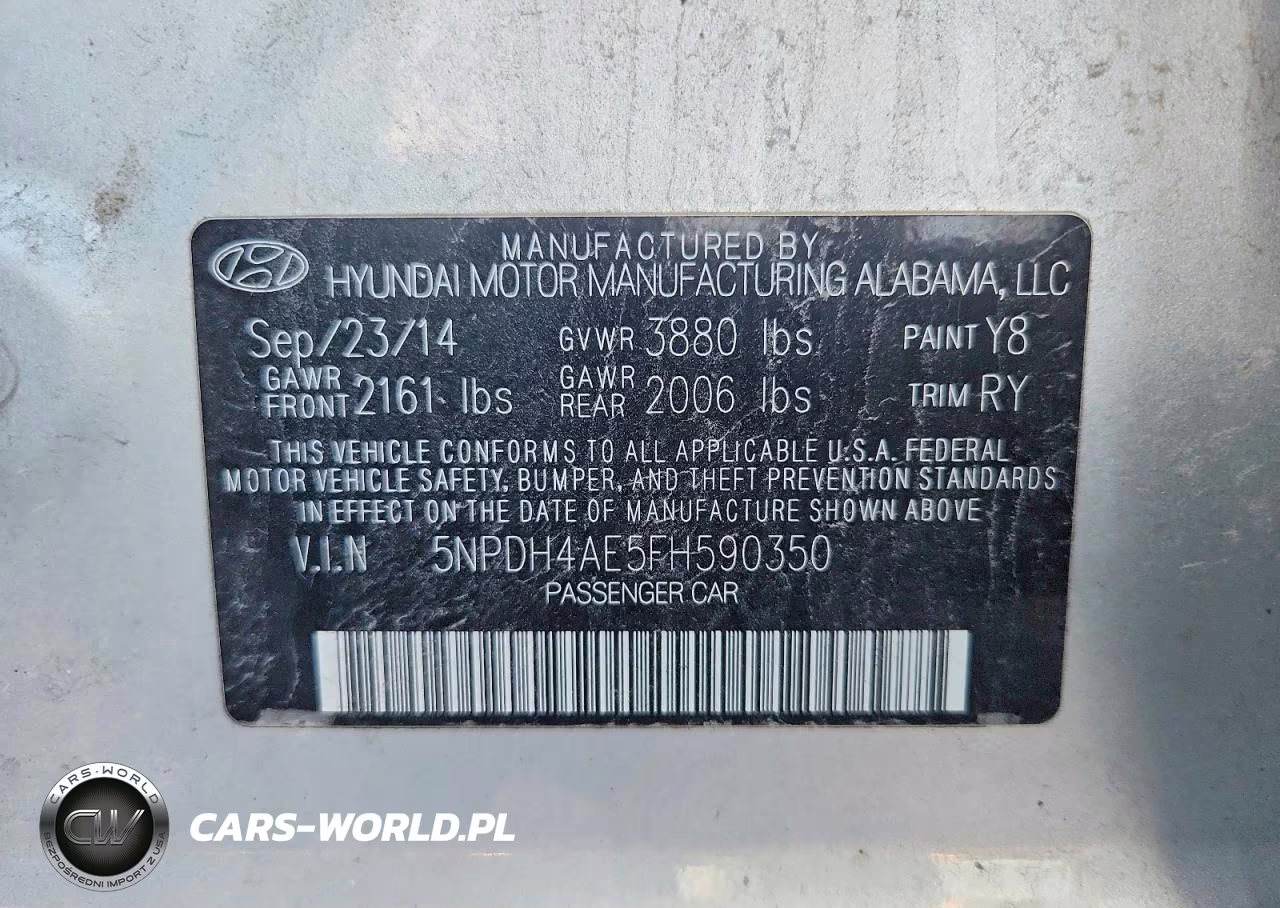 2015 Hyundai Elantra Se VIN:5NPDH4AE5FH590350 - 12