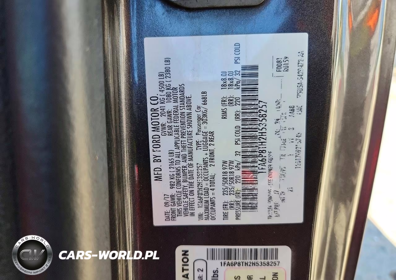 2017 Ford Mustang VIN:1FA6P8TH2H5358257 - 12
