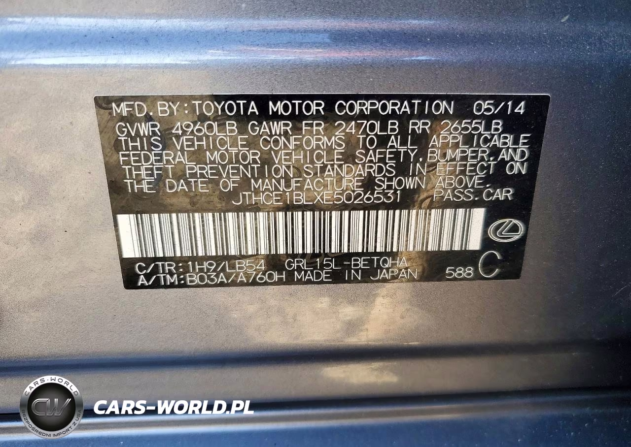 2014 Lexus Gs 350 VIN:JTHCE1BLXE5026531 - 13
