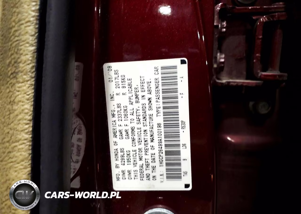 2009 Honda Accord Lxp VIN:1HGCP26499A100198 - 13