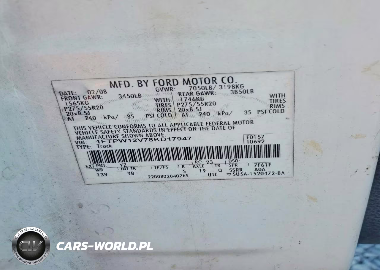 2008 Ford F150 Supercrew VIN:1FTPW12V78KD17947 - 13
