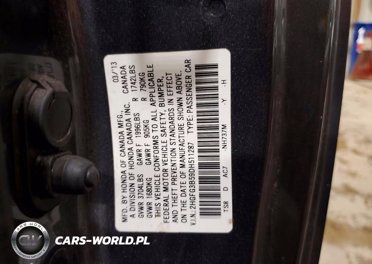 2013 Honda Civic Lx VIN:2HGFG3B59DH511287 - 13