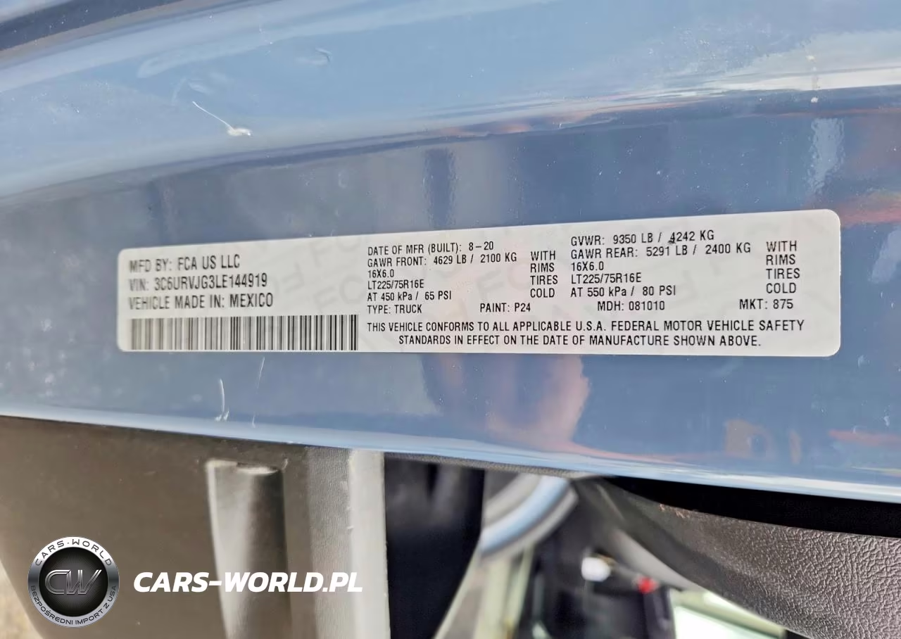 2020 Ram Promaster 3500 Vf Delivery Van VIN:3C6URVJG3LE144919 - 13