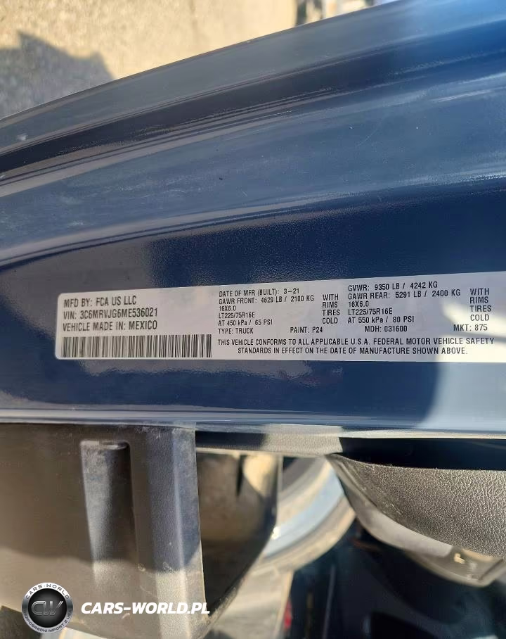 2021 Ram Promaster 3500 Delivery Van VIN:3C6MRVJG6ME536021 - 12