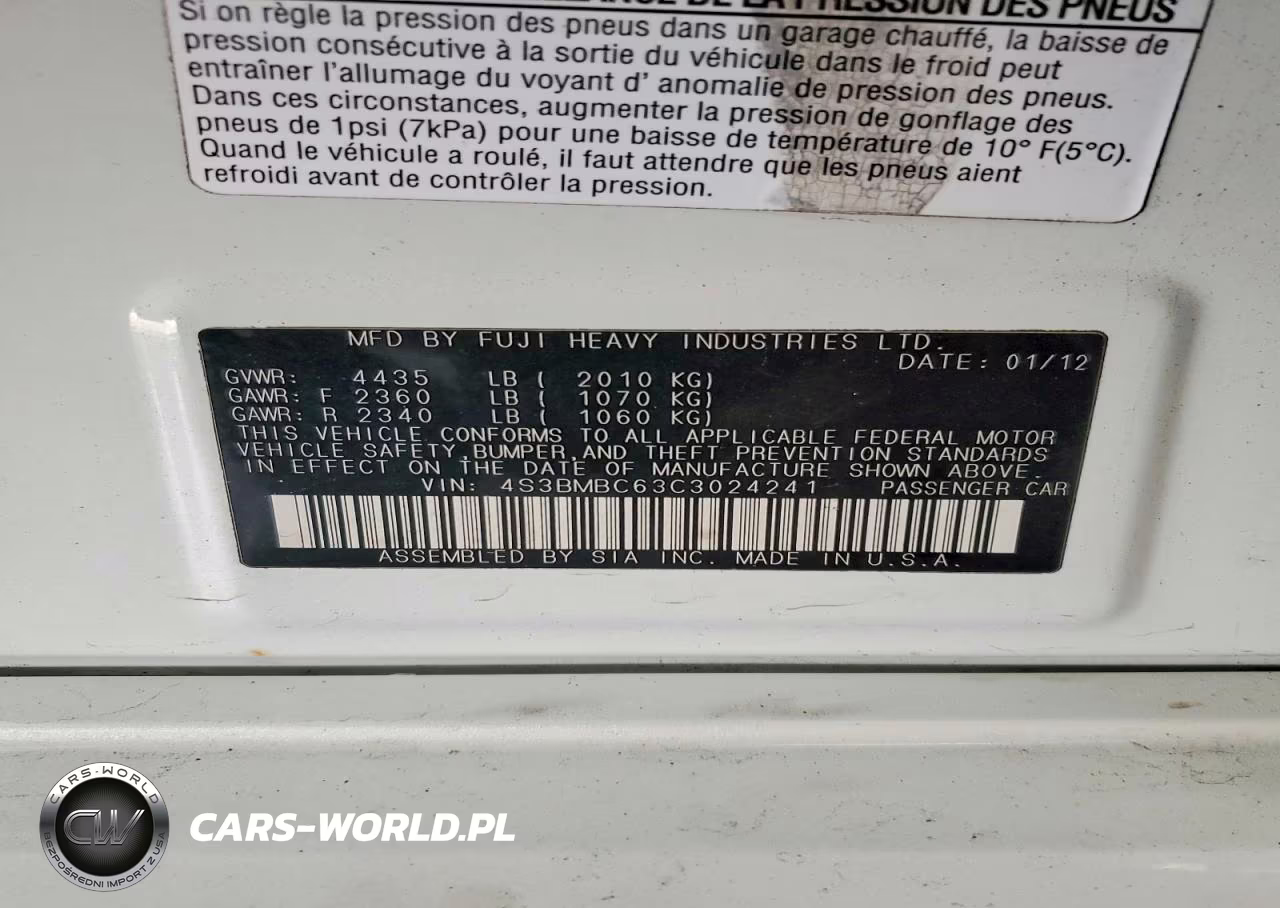 2012 Subaru Legacy 2.5I Premium VIN:4S3BMBC63C3024241 - 12