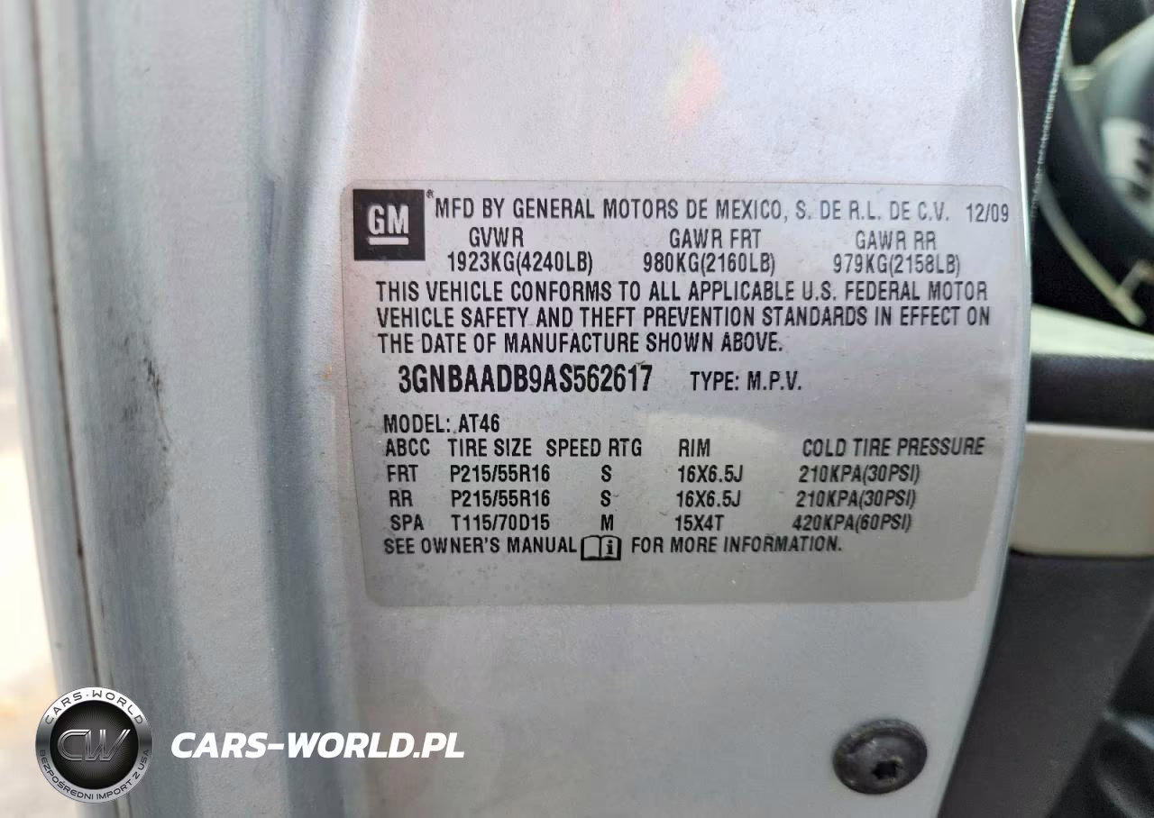 2010 Chevrolet Hhr Ls VIN:3GNBAADB9AS562617 - 12