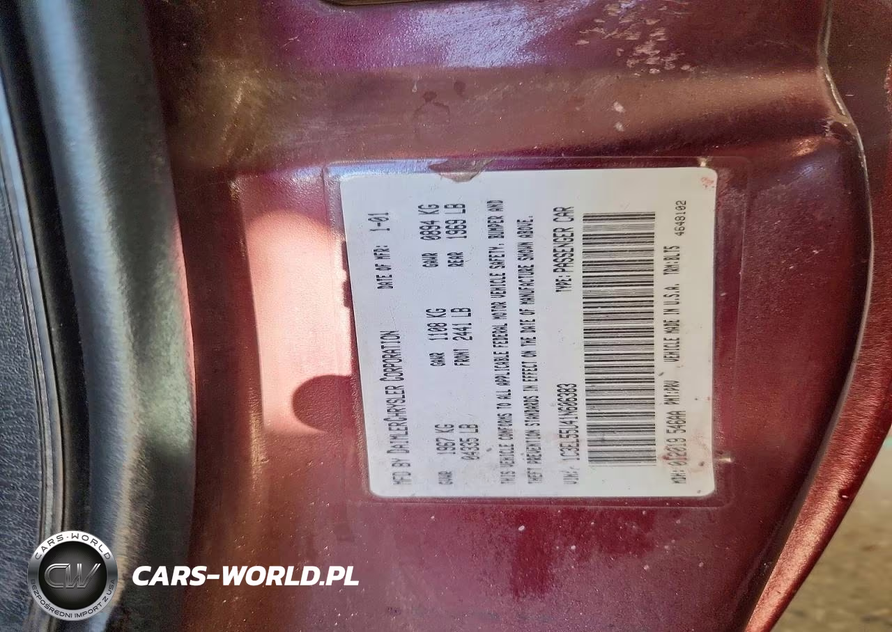 2001 Chrysler Sebring Lxi VIN:1C3EL55U41N606383 - 13
