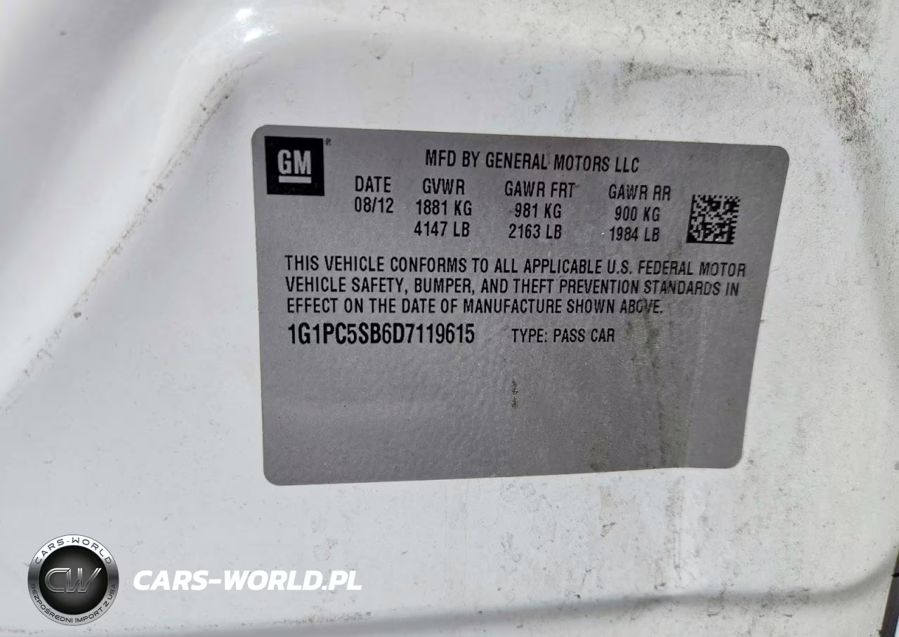 2013 Chevrolet Cruze Lt VIN:1G1PC5SB6D7119615 - 13