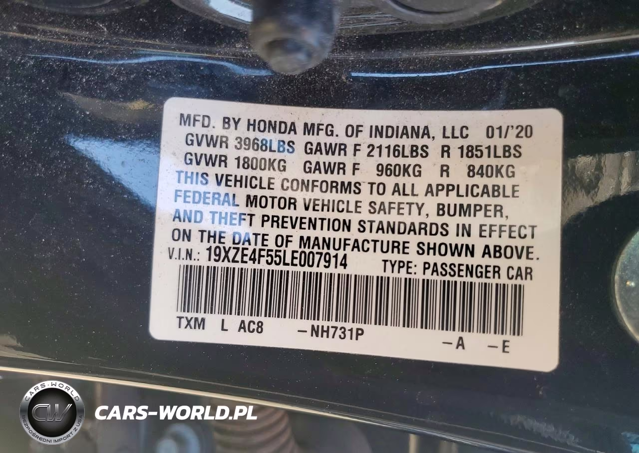 2020 Honda Insight Ex VIN:19XZE4F55LE007914 - 13