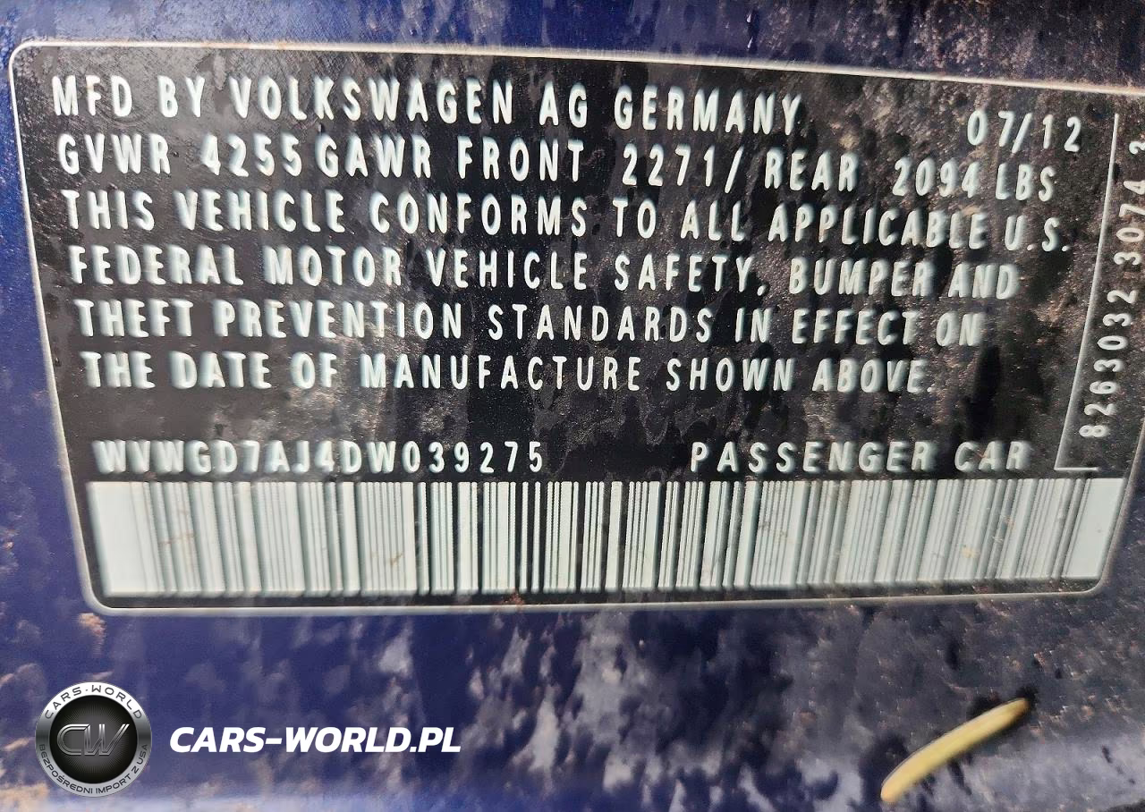 2013 Volkswagen Gti VIN:WVWGD7AJ4DW039275 - 12
