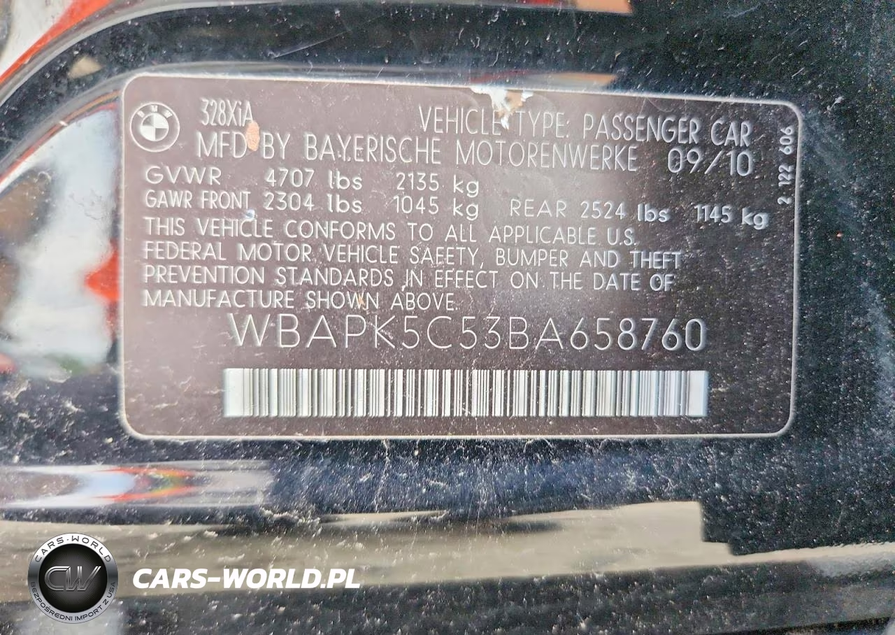2011 BMW 328 Xi Sulev VIN:WBAPK5C53BA658760 - 12