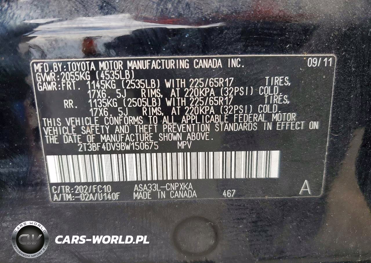 2011 Toyota Rav4 Base VIN:2T3BF4DV9BW150675 - 13