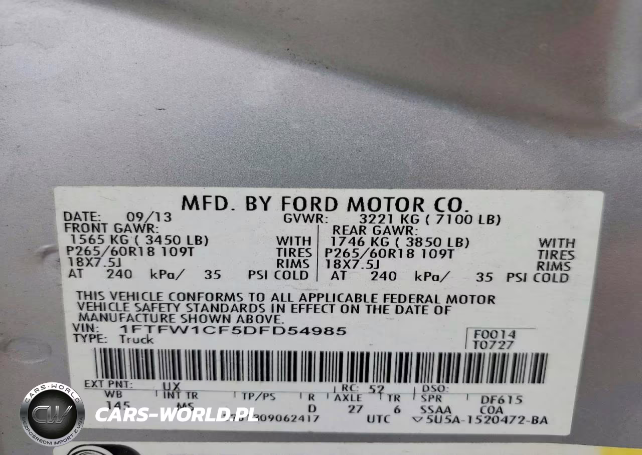 2013 Ford F150 Supercrew VIN:1FTFW1CF5DFD54985 - 12