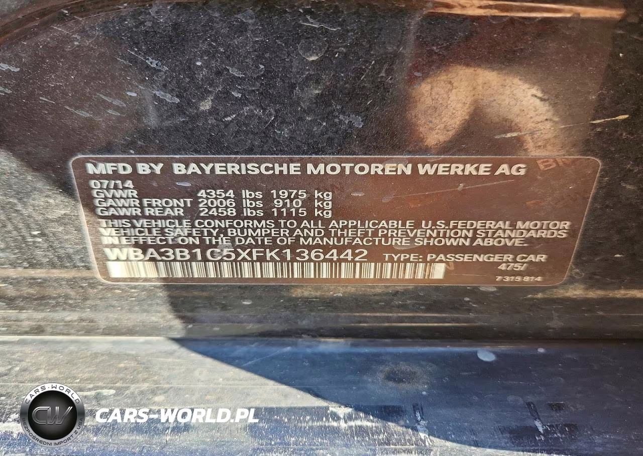 2015 BMW 320 I VIN:WBA3B1C5XFK136442 - 12